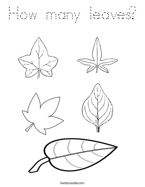 5 Leaves Coloring Page