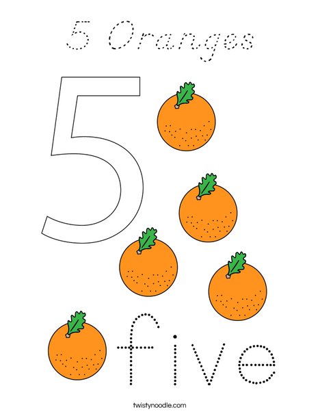 5 Oranges Coloring Page