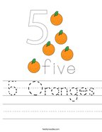 5 Oranges Handwriting Sheet