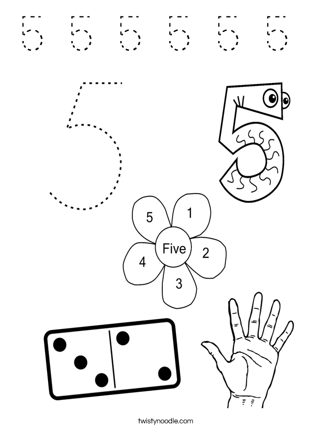 5 5 5 5 5 5  Coloring Page