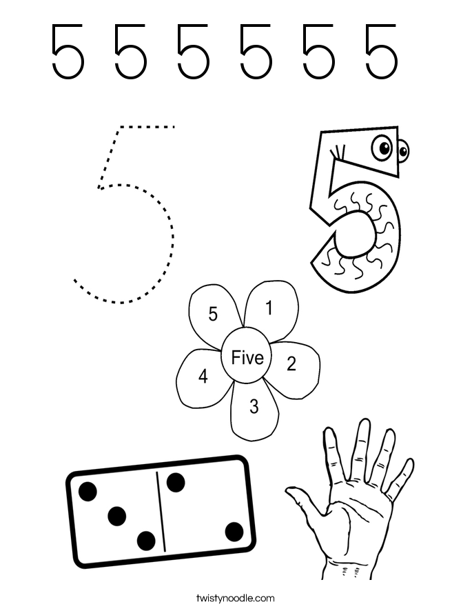 5 5 5 5 5 5  Coloring Page
