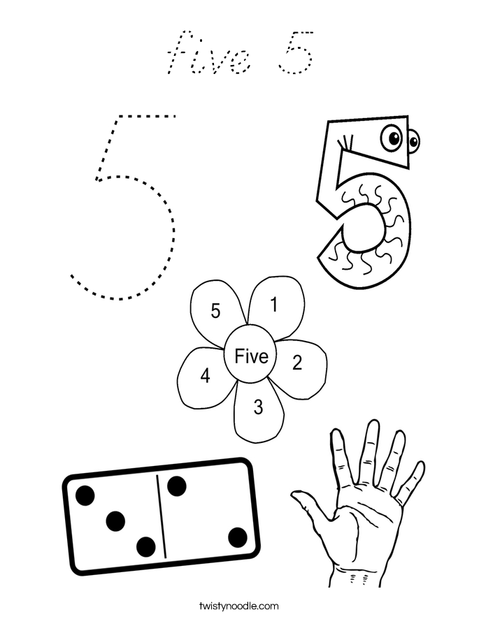five 5 Coloring Page