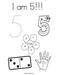 I am 5!!! Coloring Page