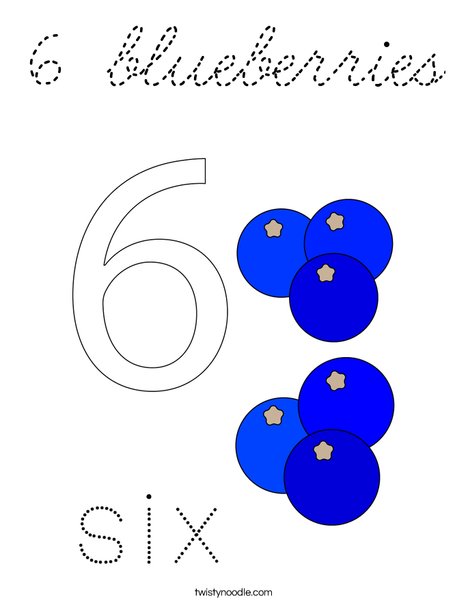 6 blueberries Coloring Page
