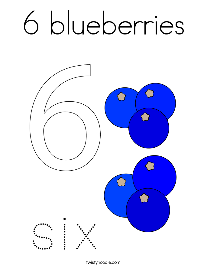 6 blueberries Coloring Page