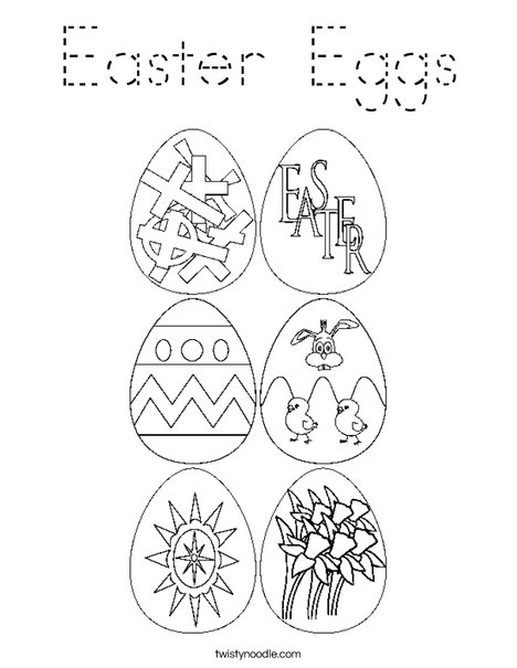 6 Easter Eggs Coloring Page