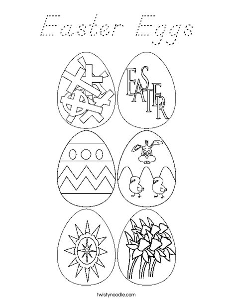 6 Easter Eggs Coloring Page
