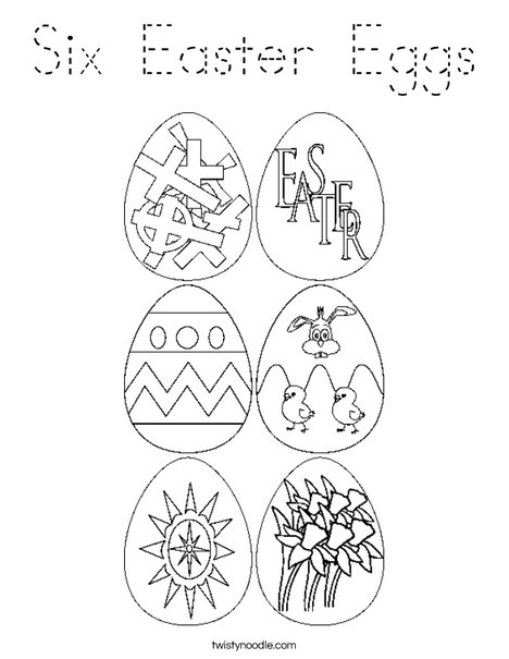 6 Easter Eggs Coloring Page