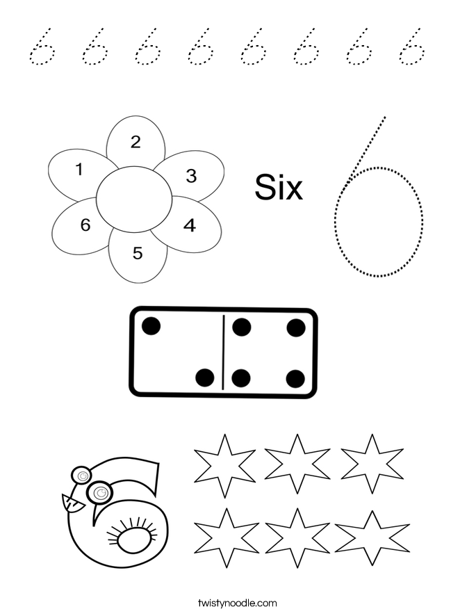 6 6 6 6 6 6 6 6  Coloring Page