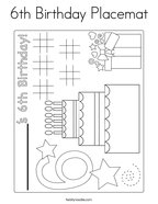 6th Birthday Placemat Coloring Page