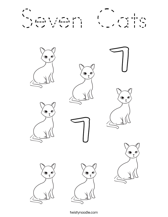 Seven Cats Coloring Page