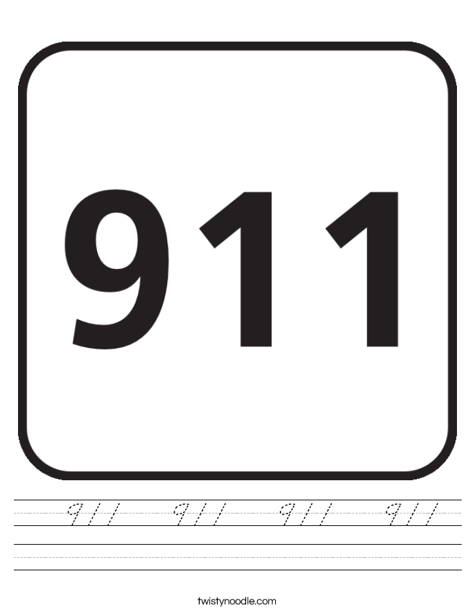 911 911 911 911 Worksheet Cursive Twisty Noodle