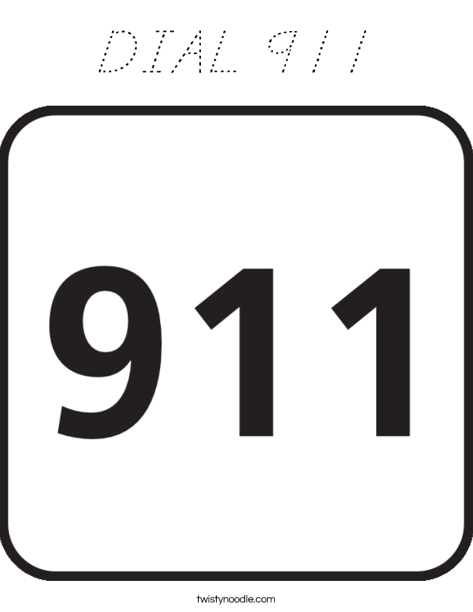 DIAL 911 Coloring Page