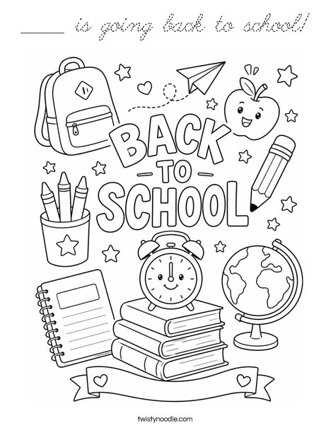 _____ is going back to school! Coloring Page