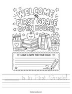 _____ is in First Grade Handwriting Sheet