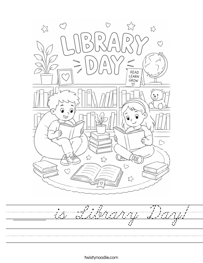 _____ is Library Day! Worksheet