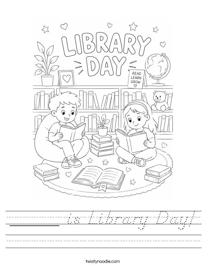 _____ is Library Day! Worksheet