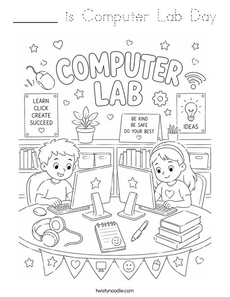 ______ is Computer Lab Day Coloring Page
