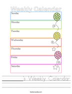 ________'s Weekly Calendar Handwriting Sheet