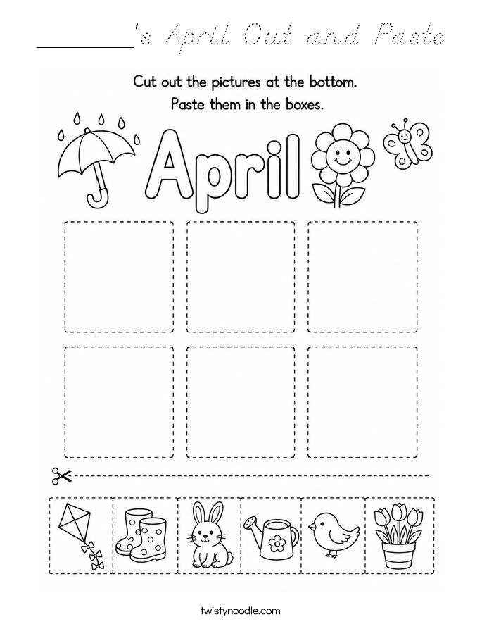 ______'s April Cut and Paste Coloring Page