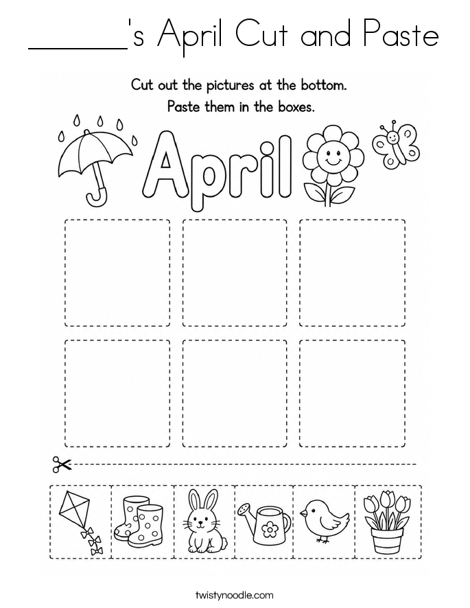 ______'s April Cut and Paste Coloring Page