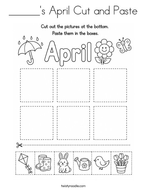 ______'s April Cut and Paste Coloring Page