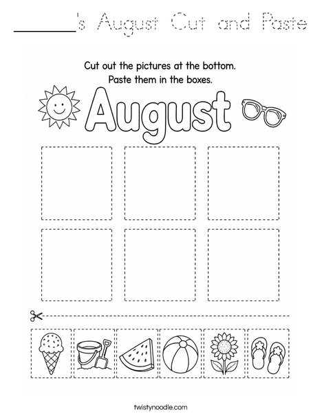 ______'s August Cut and Paste Coloring Page