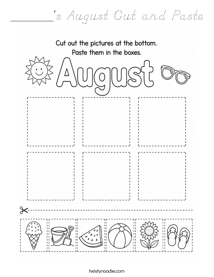 ______'s August Cut and Paste Coloring Page