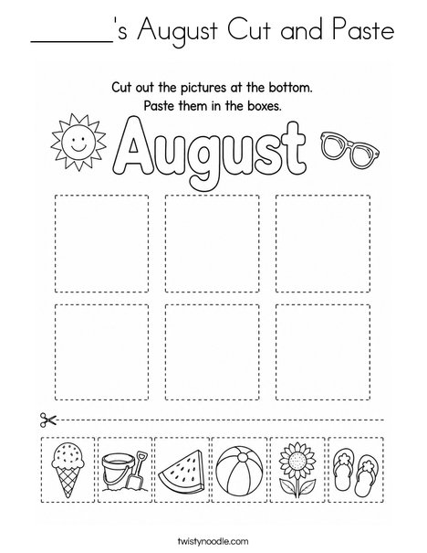 ______'s August Cut and Paste Coloring Page