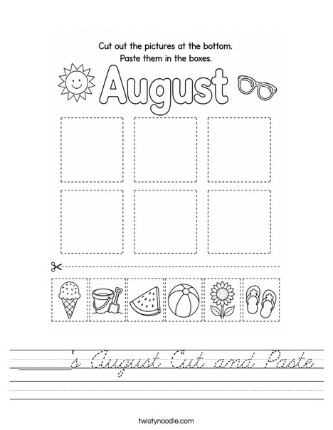 ______'s August Cut and Paste Worksheet