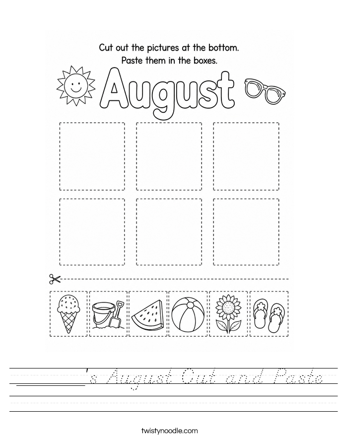 ______'s August Cut and Paste Worksheet