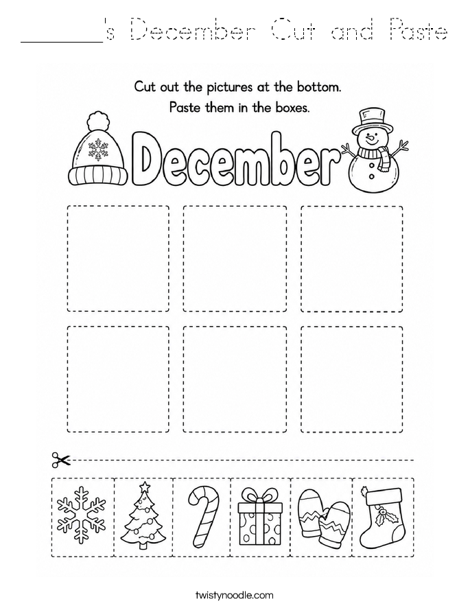 ______'s December Cut and Paste Coloring Page