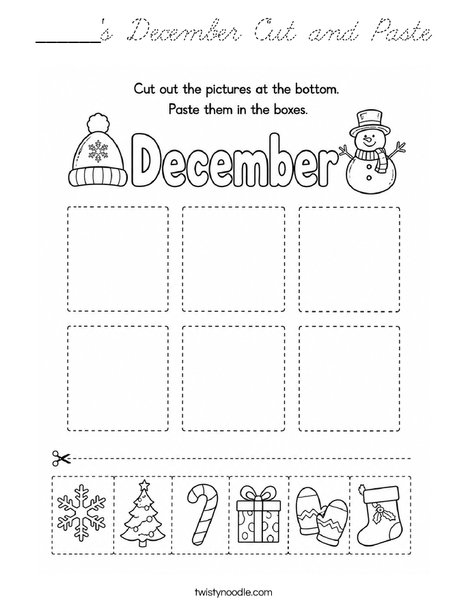 ______'s December Cut and Paste Coloring Page