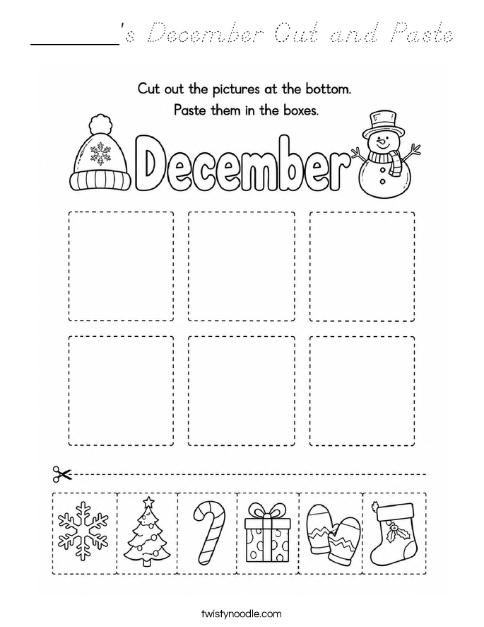 ______'s December Cut and Paste Coloring Page