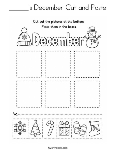 ______'s December Cut and Paste Coloring Page