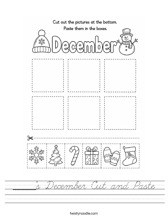 ______'s December Cut and Paste Worksheet