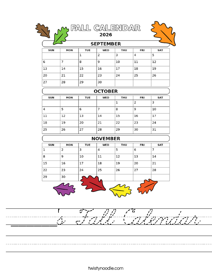 ______'s Fall Calendar Worksheet