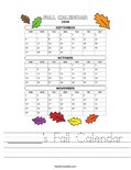 ______'s Fall Calendar Worksheet