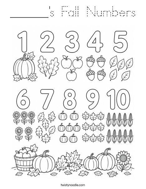______'s Fall Numbers Coloring Page