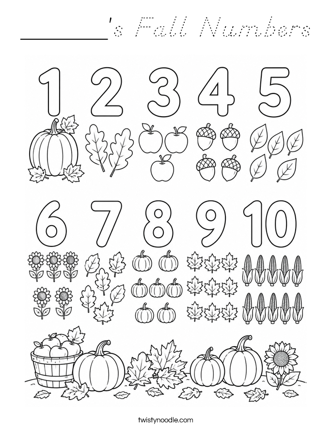 ______'s Fall Numbers Coloring Page