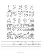 ______'s Fall Numbers Handwriting Sheet