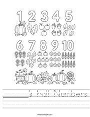 ______'s Fall Numbers Handwriting Sheet