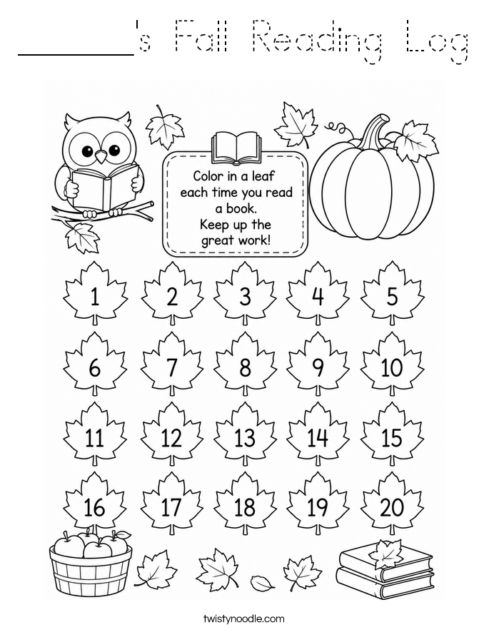 ______'s Fall Reading Log Coloring Page