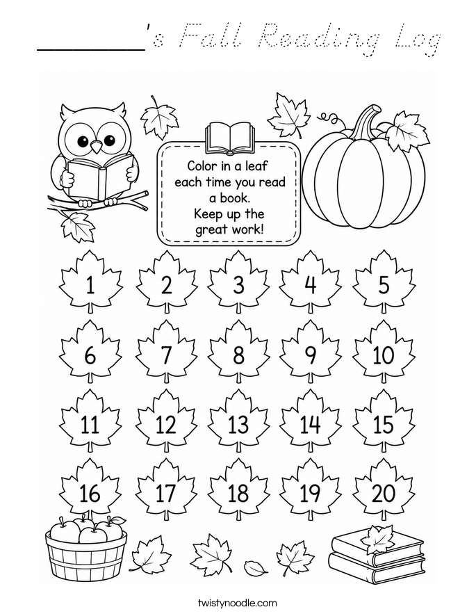 ______'s Fall Reading Log Coloring Page