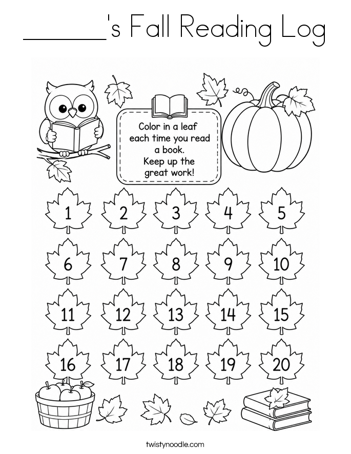 ______'s Fall Reading Log Coloring Page