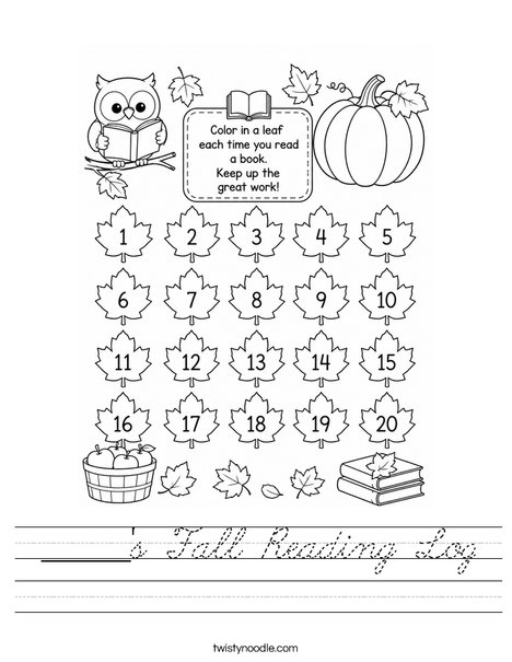 ______'s Fall Reading Log Worksheet