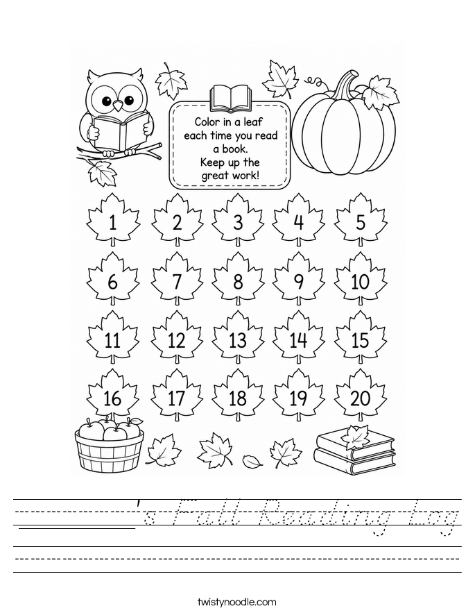 ______'s Fall Reading Log Worksheet