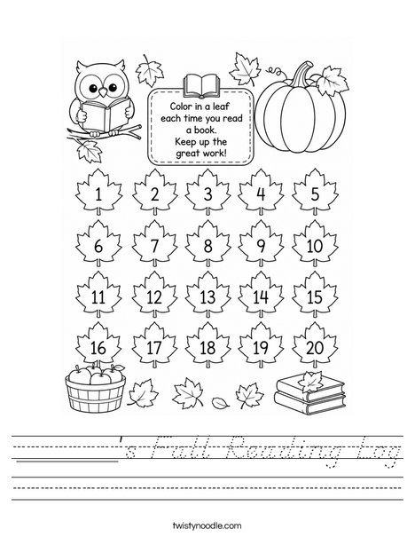 ______'s Fall Reading Log Worksheet