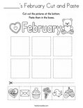 ______'s February Cut and Paste Coloring Page