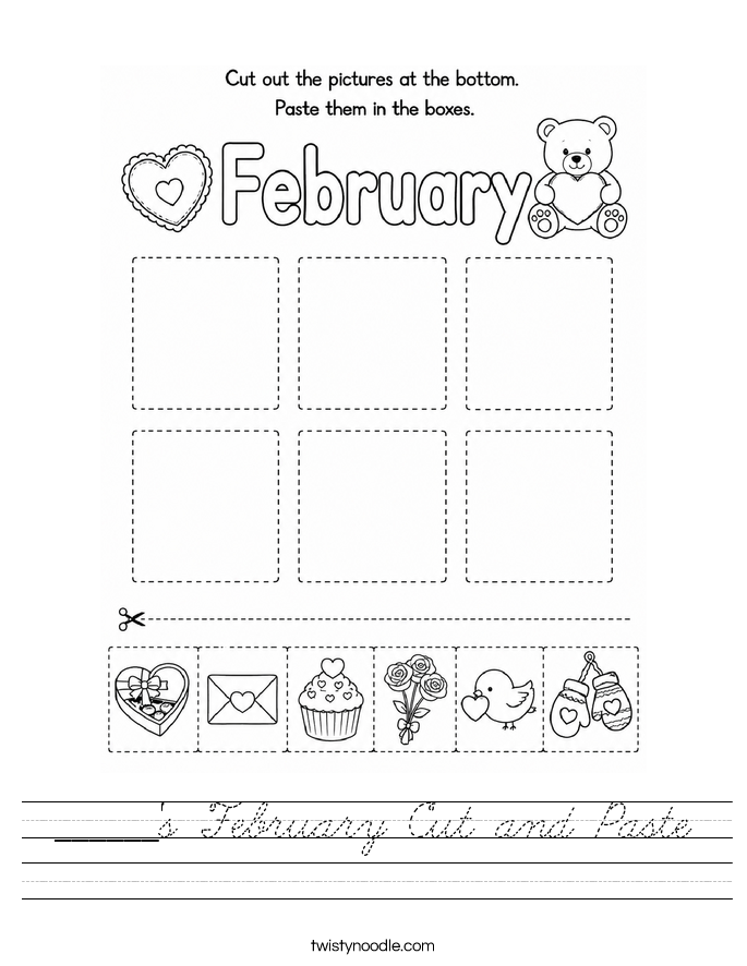 ______'s February Cut and Paste Worksheet